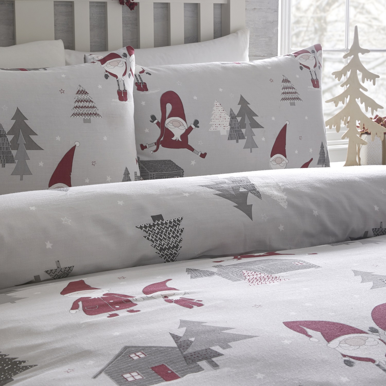 Christmas Xmas Duvet Cover Santa Gonks Noel Uk Bedding Quilt Set Pillow